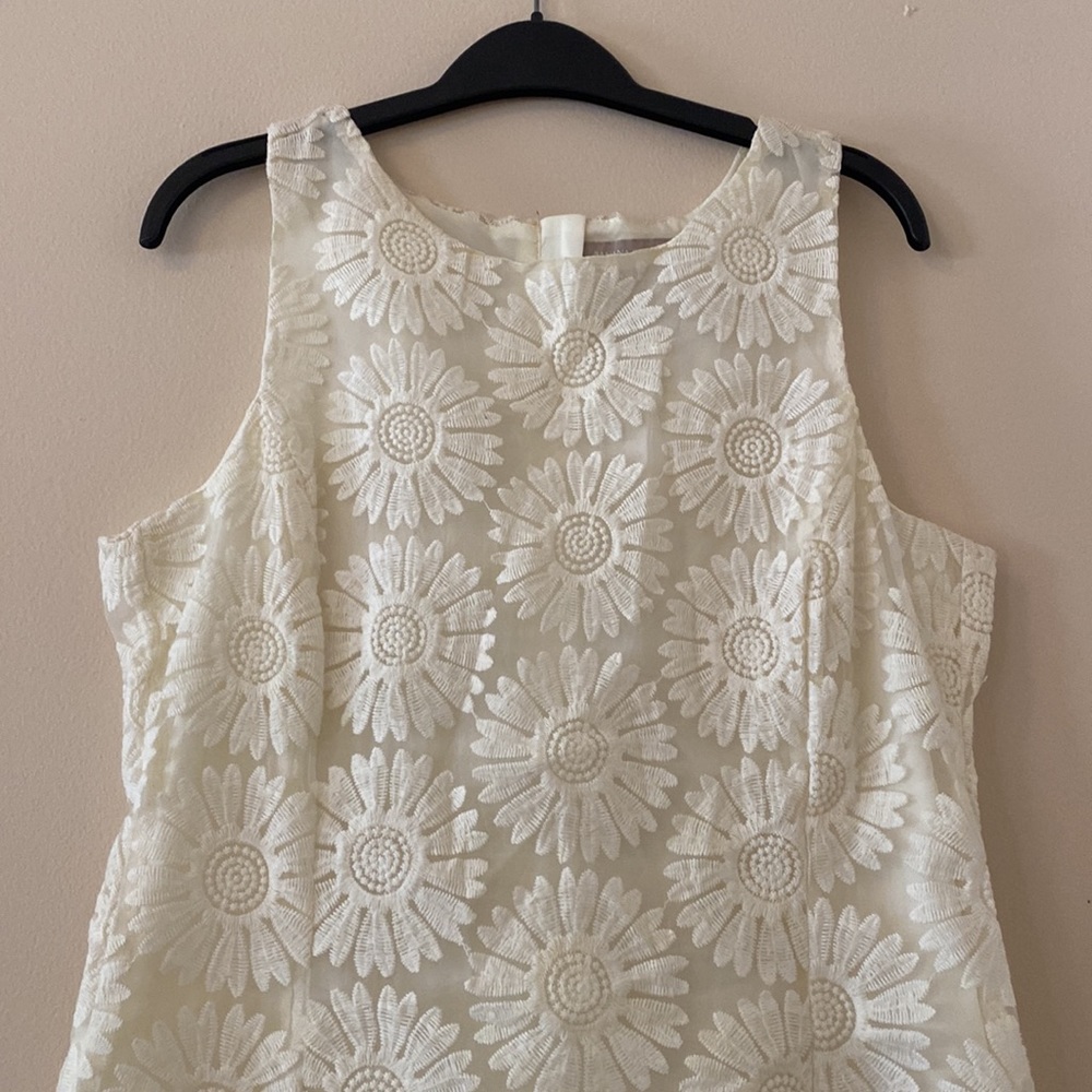 Floral lace drop waist daisy dress midi vintage flowers - Picture 5 of 6